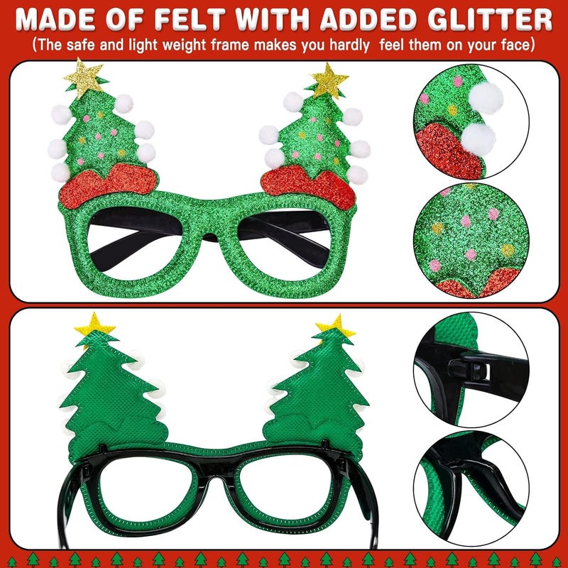 Thuodo 12Pcs Christmas Glasses Glitter Party Glasses Frames Costume Eyeglasses for Christmas Party Holiday Photo Booth Novelty Glasse(One Size Fits All) - Image 5